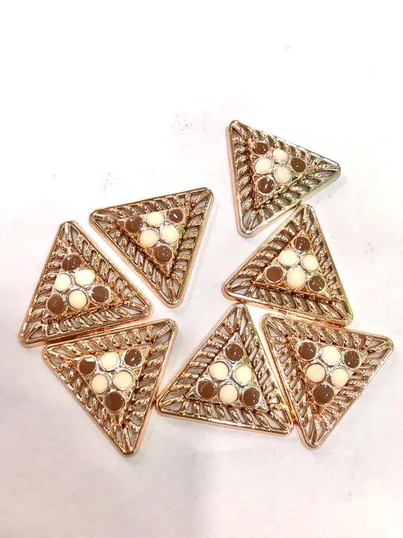 Multicolour Designer Triangular Plastic Stone with Enamel (37x37x37 mm)