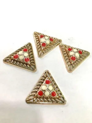 Multicolour Designer Triangular Plastic Stone with Enamel (37x37x37 mm)
