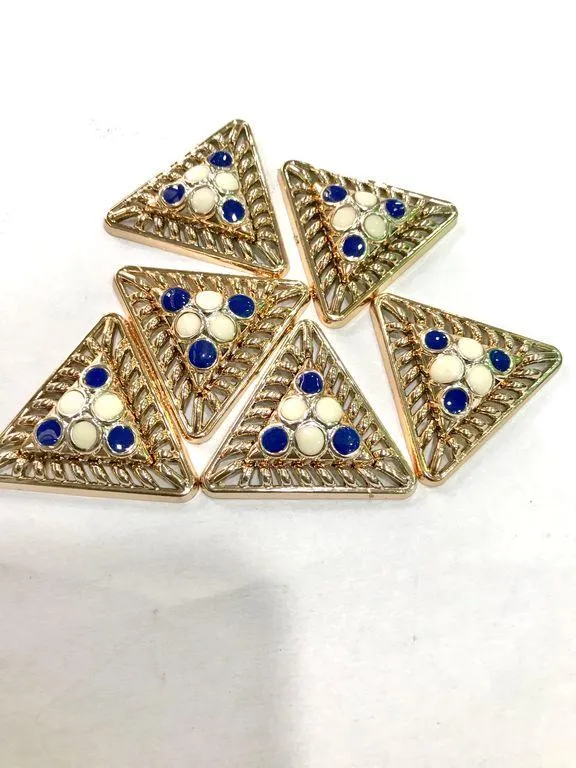 Multicolour Designer Triangular Plastic Stone with Enamel (37x37x37 mm)