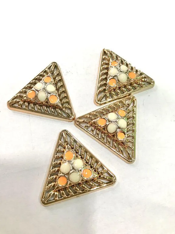 Multicolour Designer Triangular Plastic Stone with Enamel (37x37x37 mm)