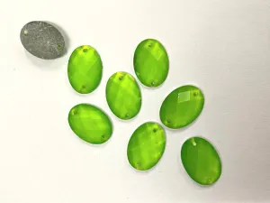 Neon Green Oval 2 Hole Plastic Stone- 18x10 mm