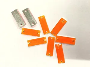 Neon Orange Rectangular 2 Hole Plastic Stone- 8x24 mm
