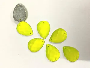 Neon Yellow Drop 2 Hole Plastic Stone- 18x25 mm