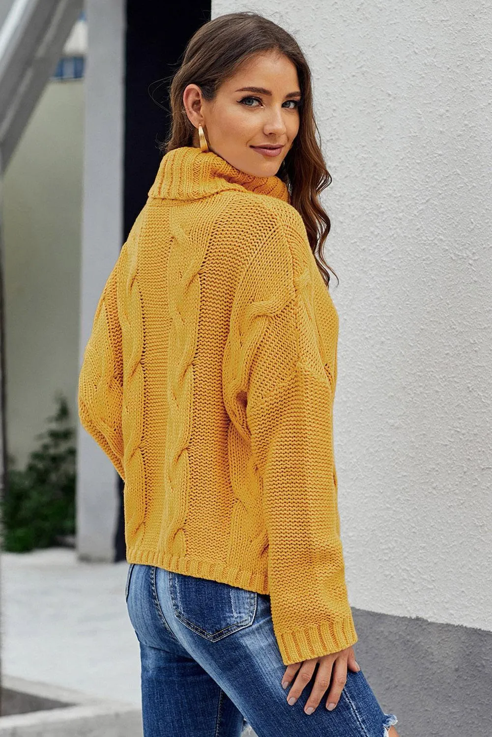 New Handmade Cable Knit Turtleneck Sweater