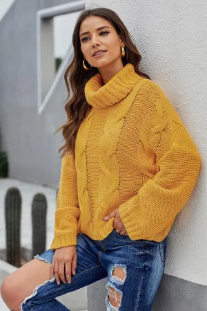 New Handmade Cable Knit Turtleneck Sweater