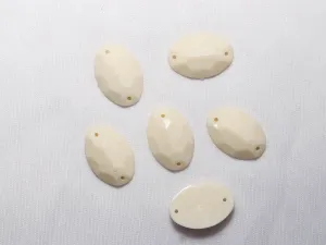 Off White 2 Hole Dyeable Oval Plastic Stones-16x23  mm