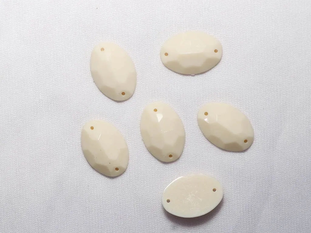 Off White 2 Hole Dyeable Oval Plastic Stones-16x23  mm