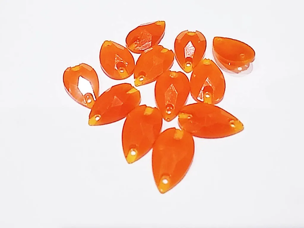 Orange Neon Drop 2 Hole Plastic Stones (11x18 mm)