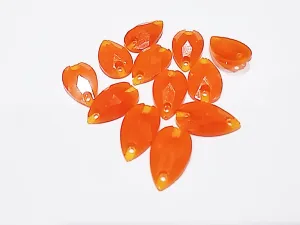 Orange Neon Drop 2 Hole Plastic Stones (11x18 mm)
