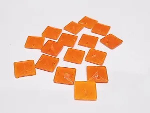 Orange Neon Square 2 Hole Plastic Stones (12x12 mm)
