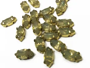 Pale Brown Opal Eye Resin Stones with Catcher (15x7 mm) (Wholesale)