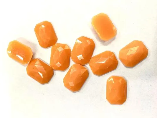 Peach Octagonal Plastic Stones Without Hole - 18x13 mm