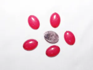 Pink Oval Plastic Stones - 25x18 mm