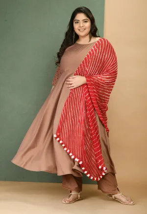 Plus Size Flattering Anarkali with Pants and Dupatta
