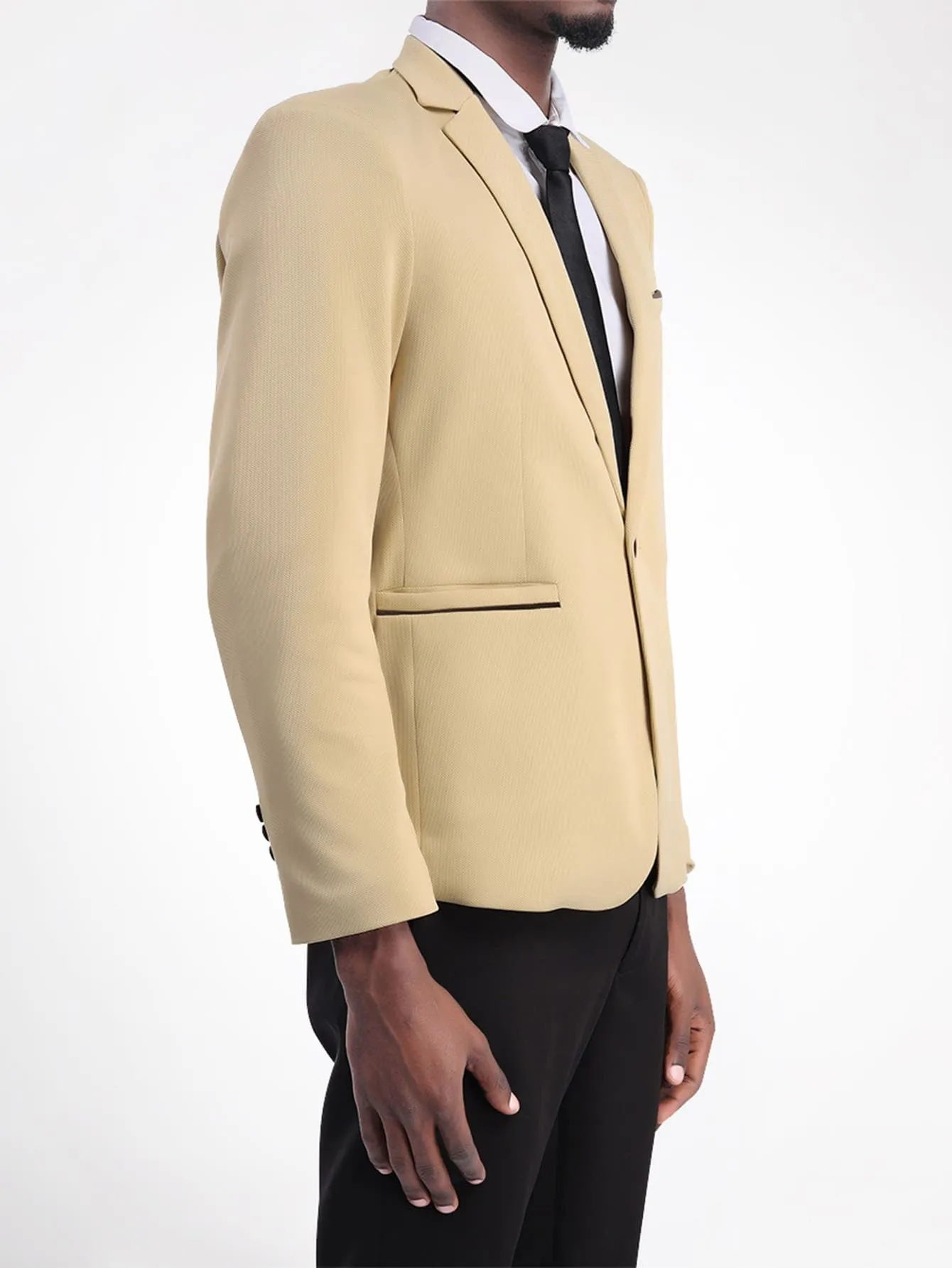 Pocket Detail Slit Back Single Button Lapel Neck Blazer