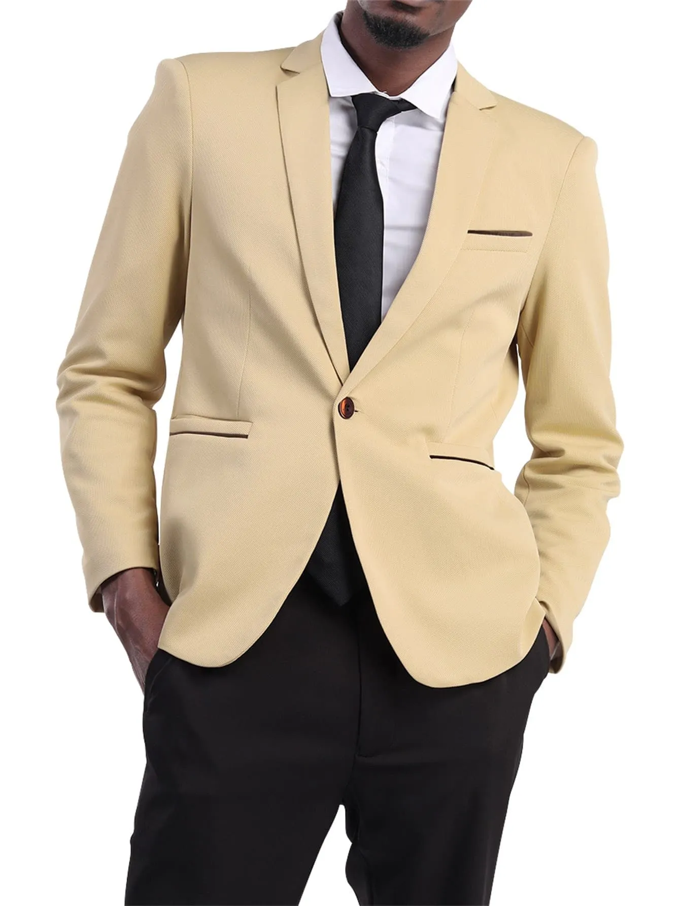 Pocket Detail Slit Back Single Button Lapel Neck Blazer