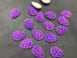Purple Matte Flower Drop Resin Stone (2 Hole- 18x13 mm)