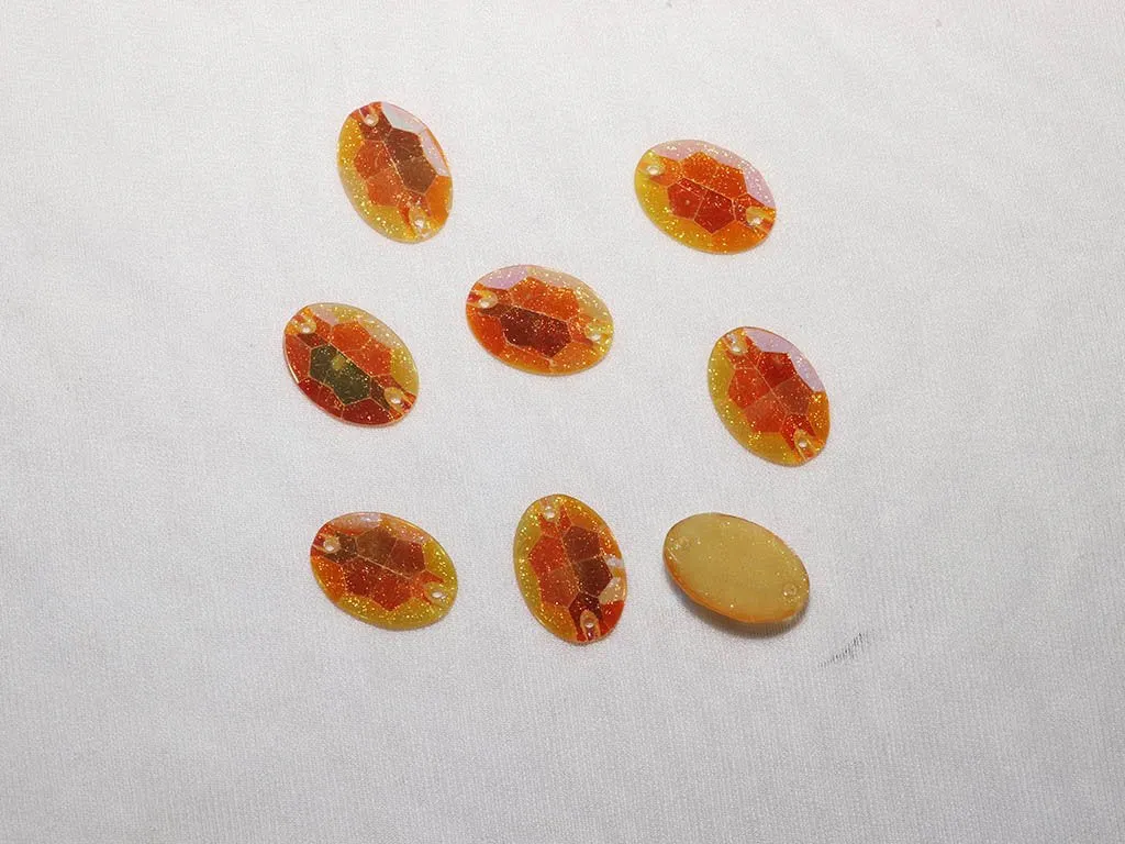 Rainbow Designer Oval Plastic Stones- 11x16 mm