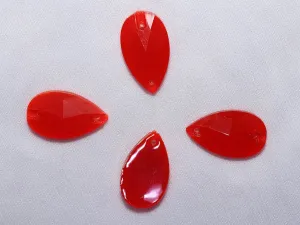 Red Designer Drop Plastic Stones - 18x25 mm
