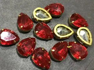 Red Drop Resin Stones with Catcher (18x13 mm) (Wholesale)