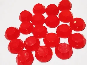 Red Neon Circular Faceted 2 Hole Plastic Stones (14 mm)