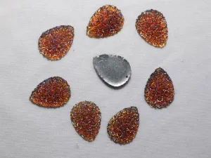 Red Orange Designer Drop Plastic Stones - 18x25 mm
