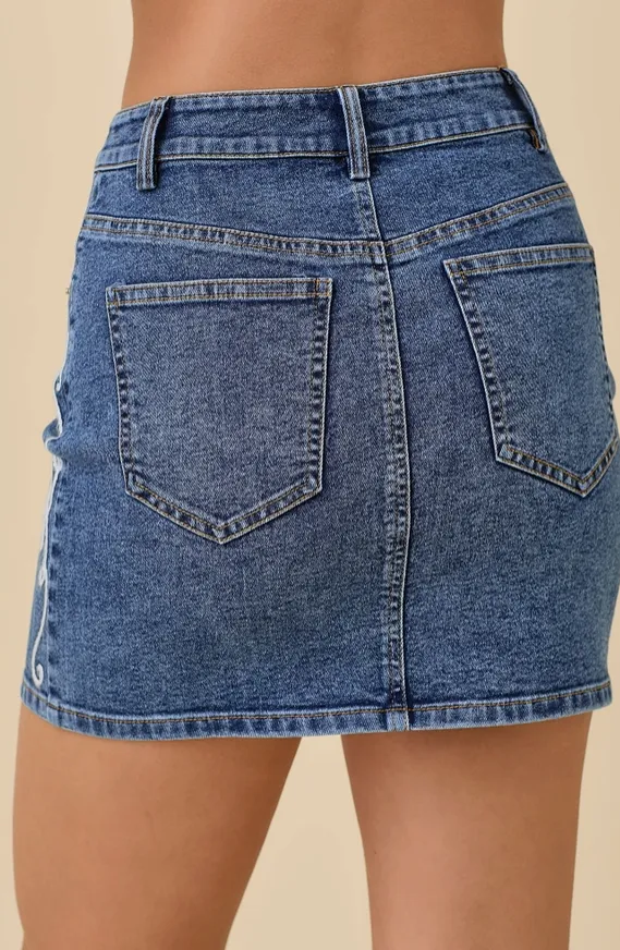 Rodeo Rose Denim Skirt