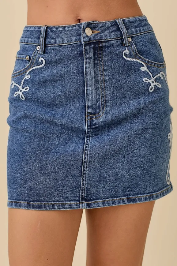 Rodeo Rose Denim Skirt
