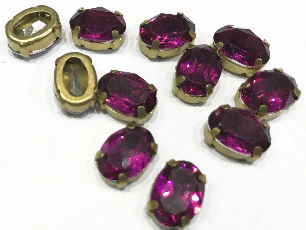 Ruby Pink Oval Resin Stones with Catcher (14x10 mm)