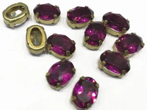 Ruby Pink Oval Resin Stones with Catcher (14x10 mm)