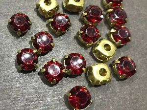 Ruby Red Circular Resin Stones with Catcher (8 mm) (Wholesale)