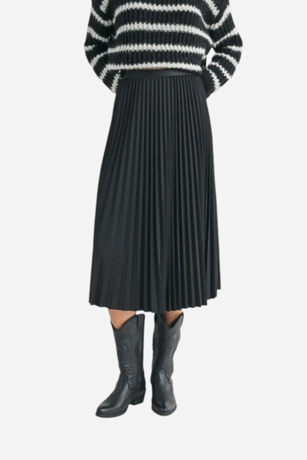 Sadie & Sage Full of Charm Midi Skirt Black
