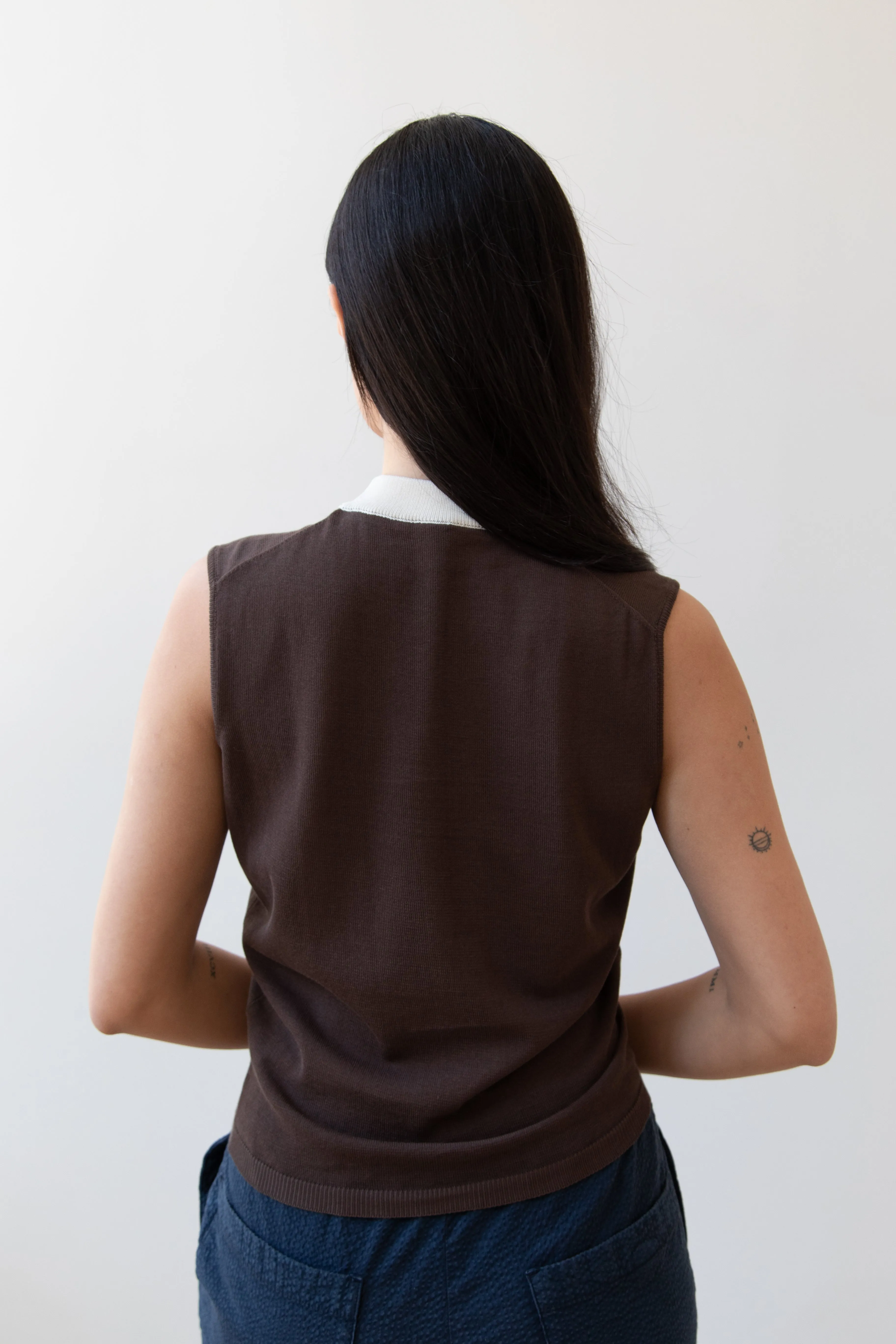 Sara Lanzi | Mock Neck Top in Mocha & Cream