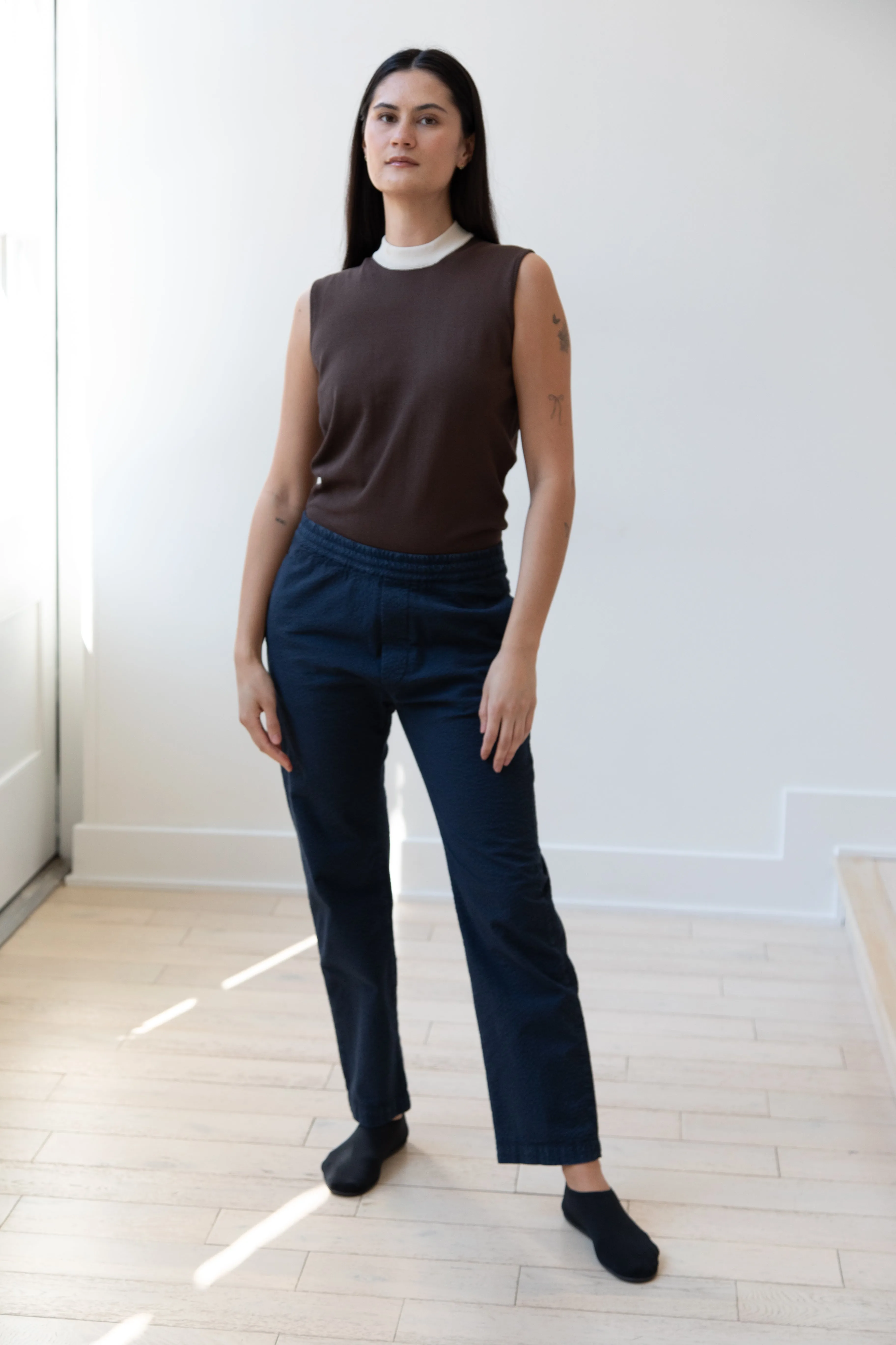 Sara Lanzi | Mock Neck Top in Mocha & Cream