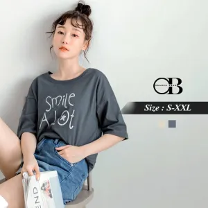 TEX PRINT HALF SLEEVE BOXY TOPS