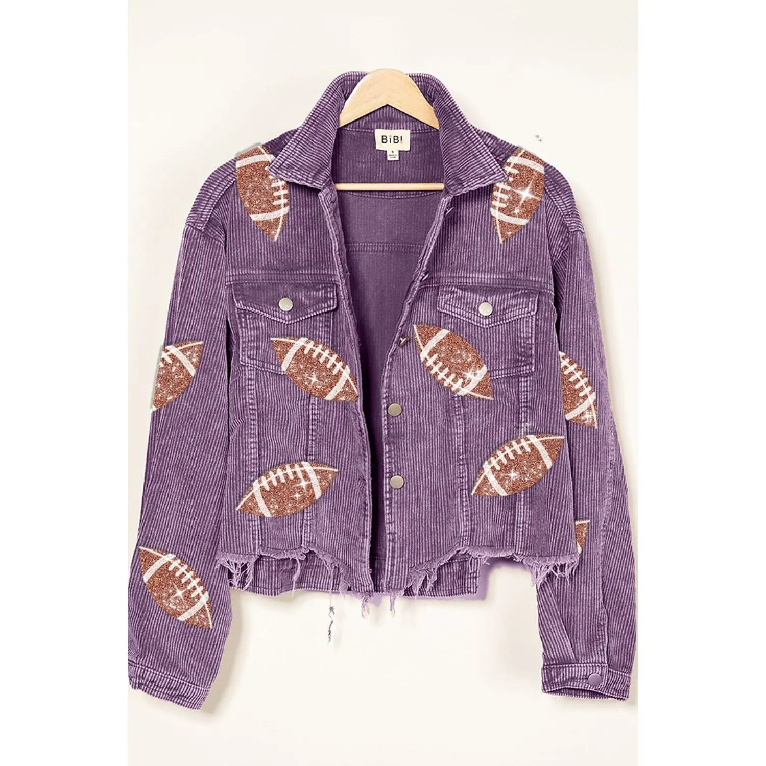 The Football Purple Sequin Embroidered Corduroy Jacket