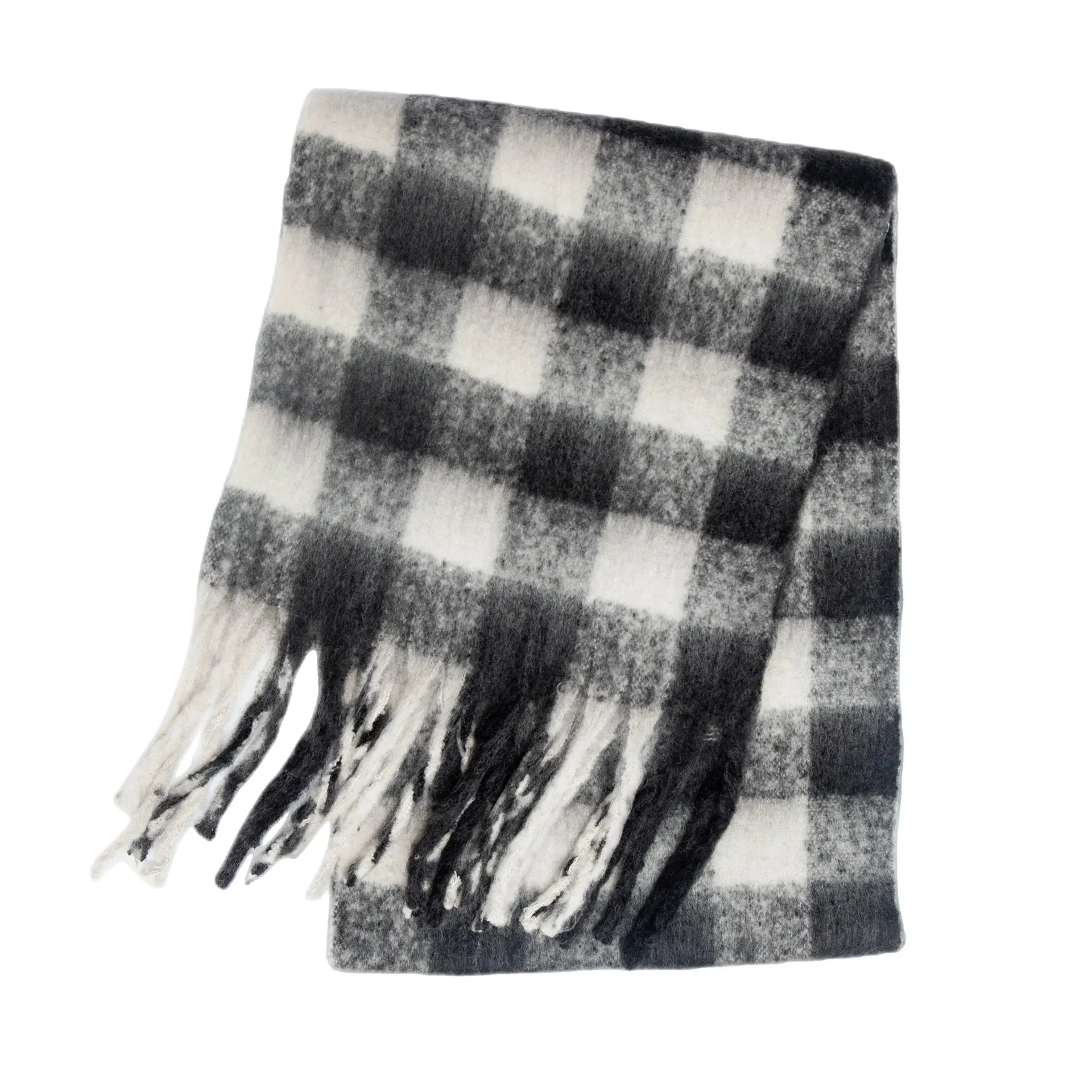 Thick Warm Cashmere Blend Cheque Scarf