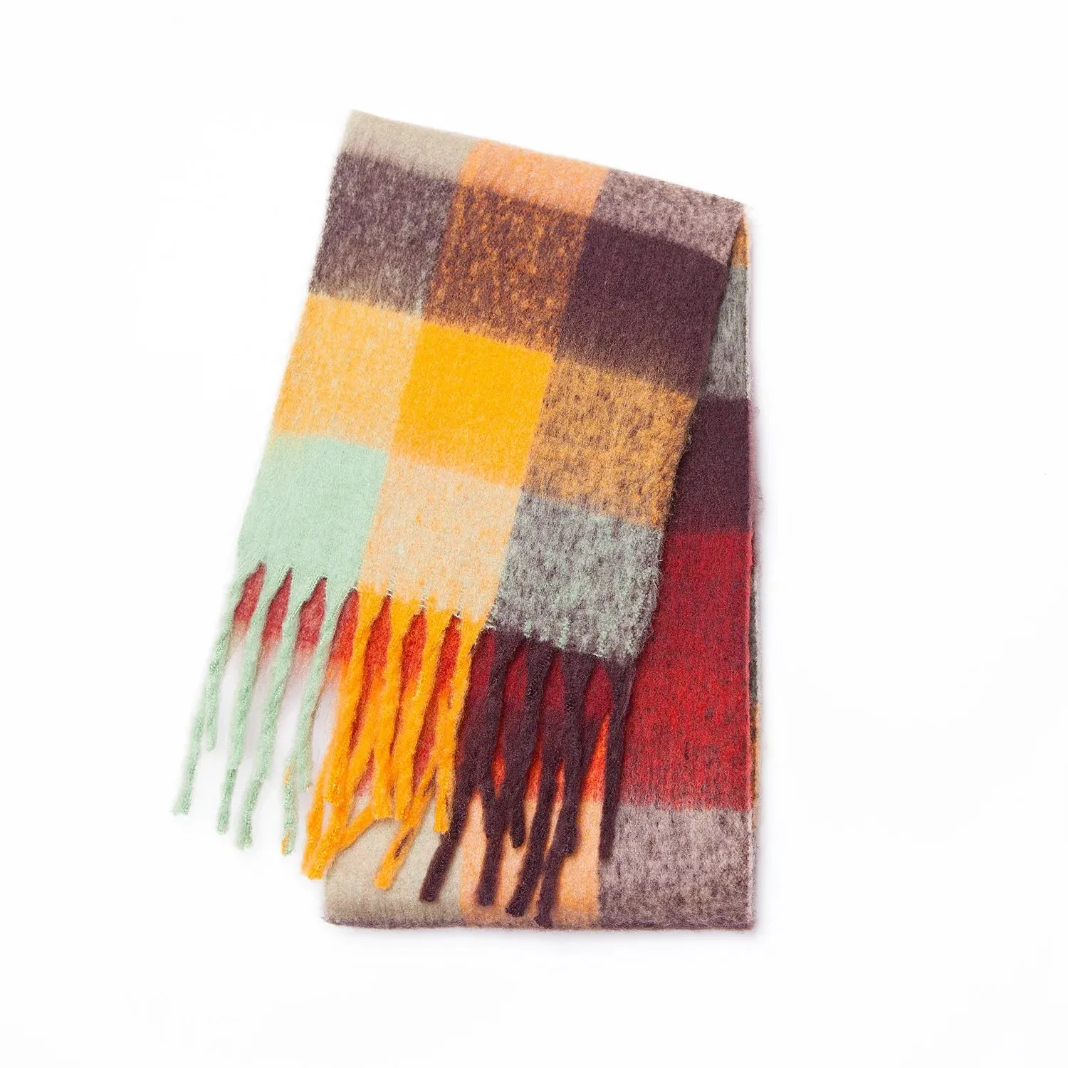 Thick Warm Cashmere Blend Cheque Scarf