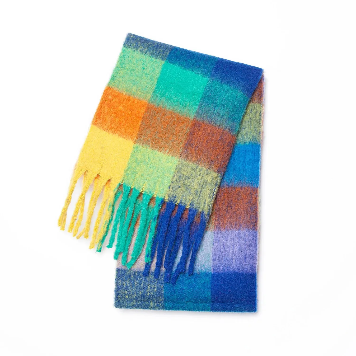 Thick Warm Cashmere Blend Cheque Scarf