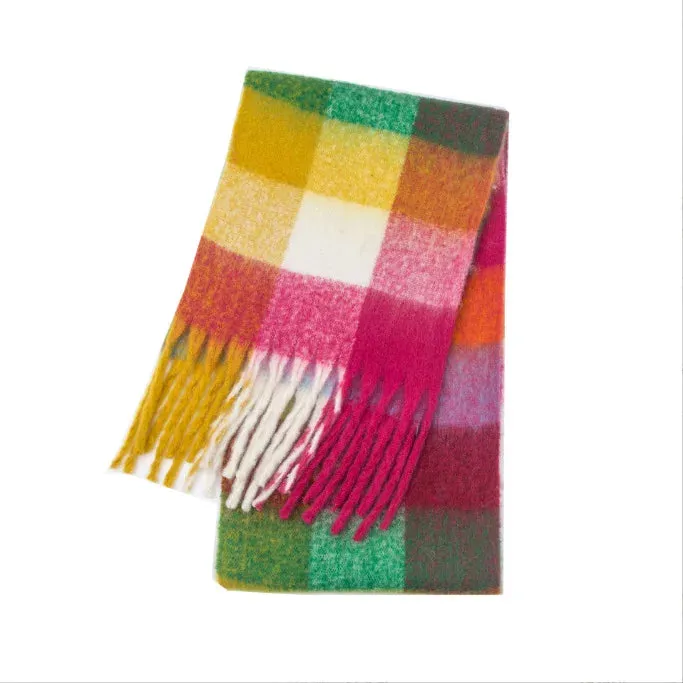 Thick Warm Cashmere Blend Cheque Scarf