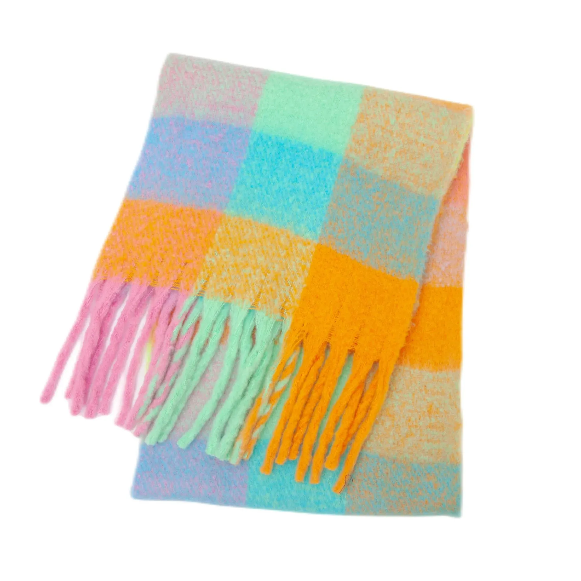 Thick Warm Cashmere Blend Cheque Scarf