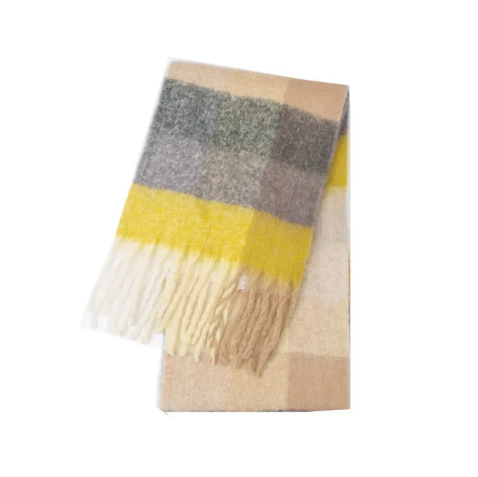 Thick Warm Cashmere Blend Cheque Scarf