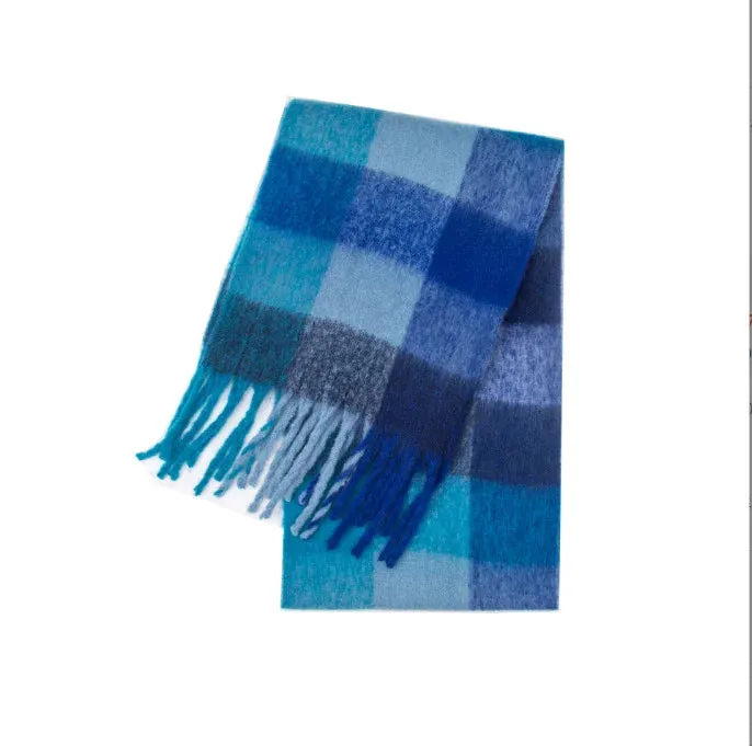 Thick Warm Cashmere Blend Cheque Scarf