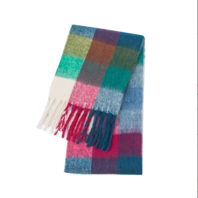 Thick Warm Cashmere Blend Cheque Scarf
