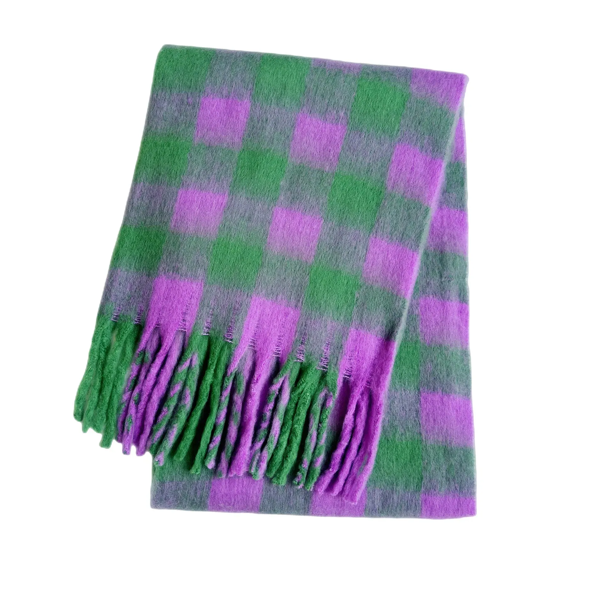 Thick Warm Cashmere Blend Cheque Scarf