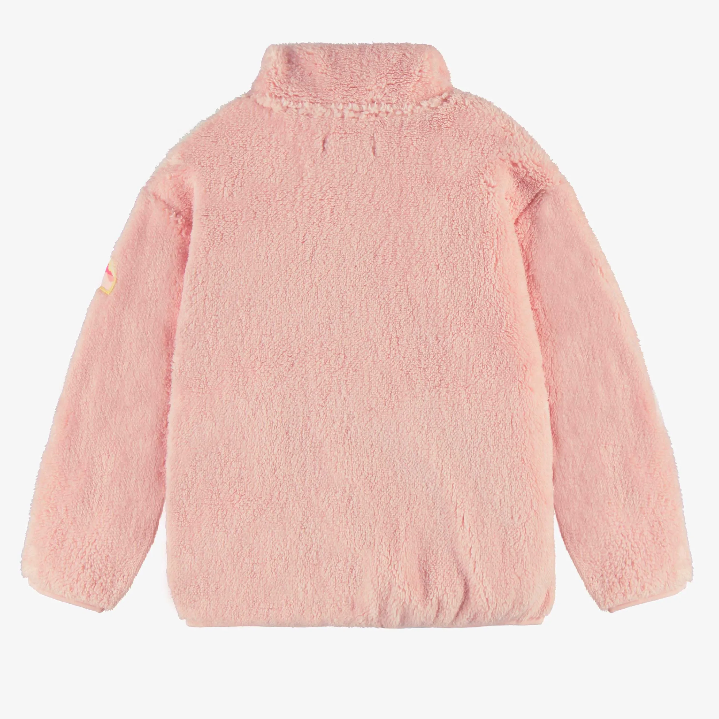 Veste en peluche rose avec blocs de couleur, enfant || Pink plush jacket with color blocks, child