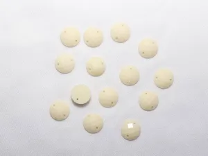 White 2 Hole Circular Dyeable Plastic Stones - 12 mm