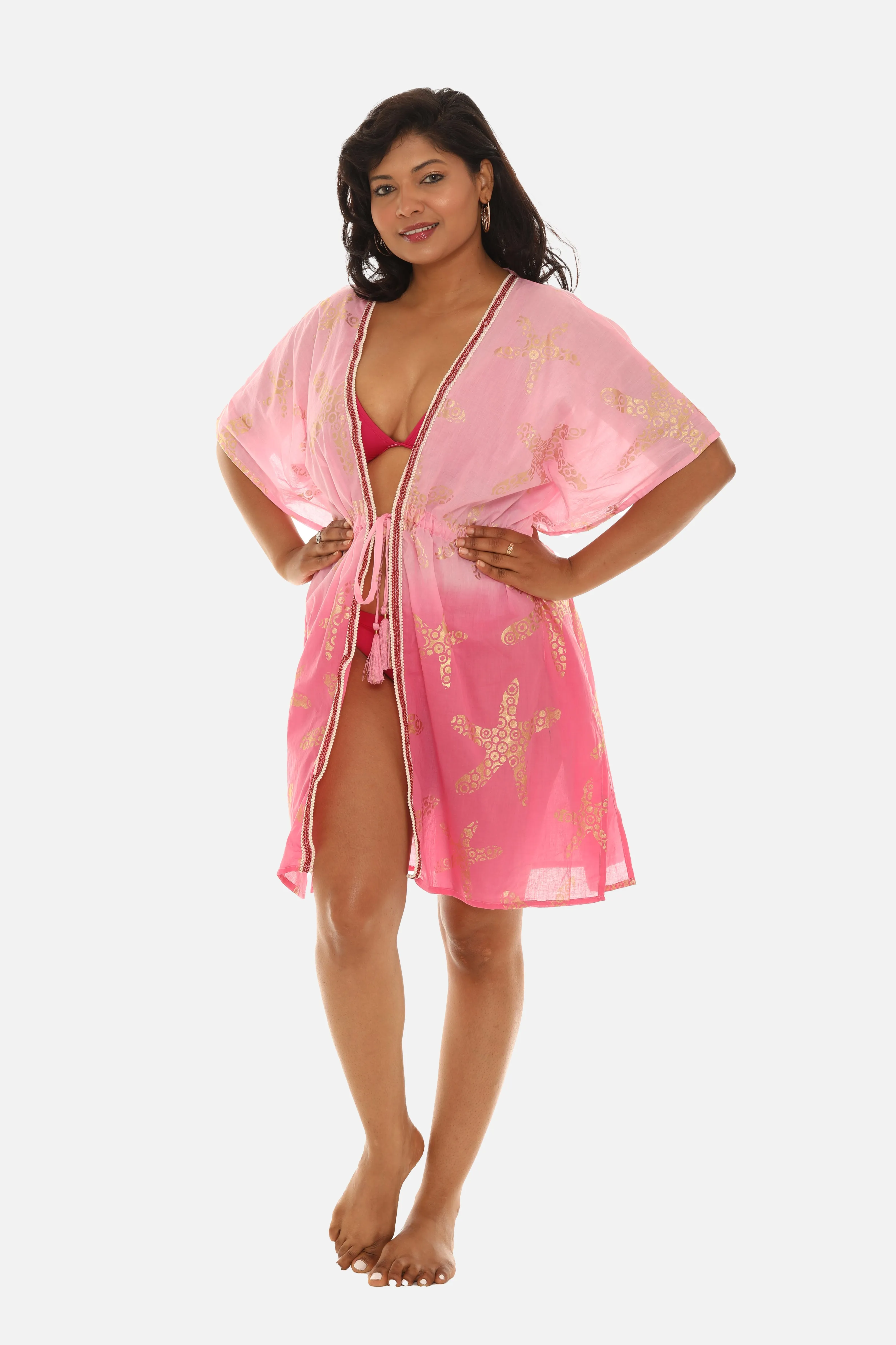 Women's Double Tone Short kimono/Cover-Up