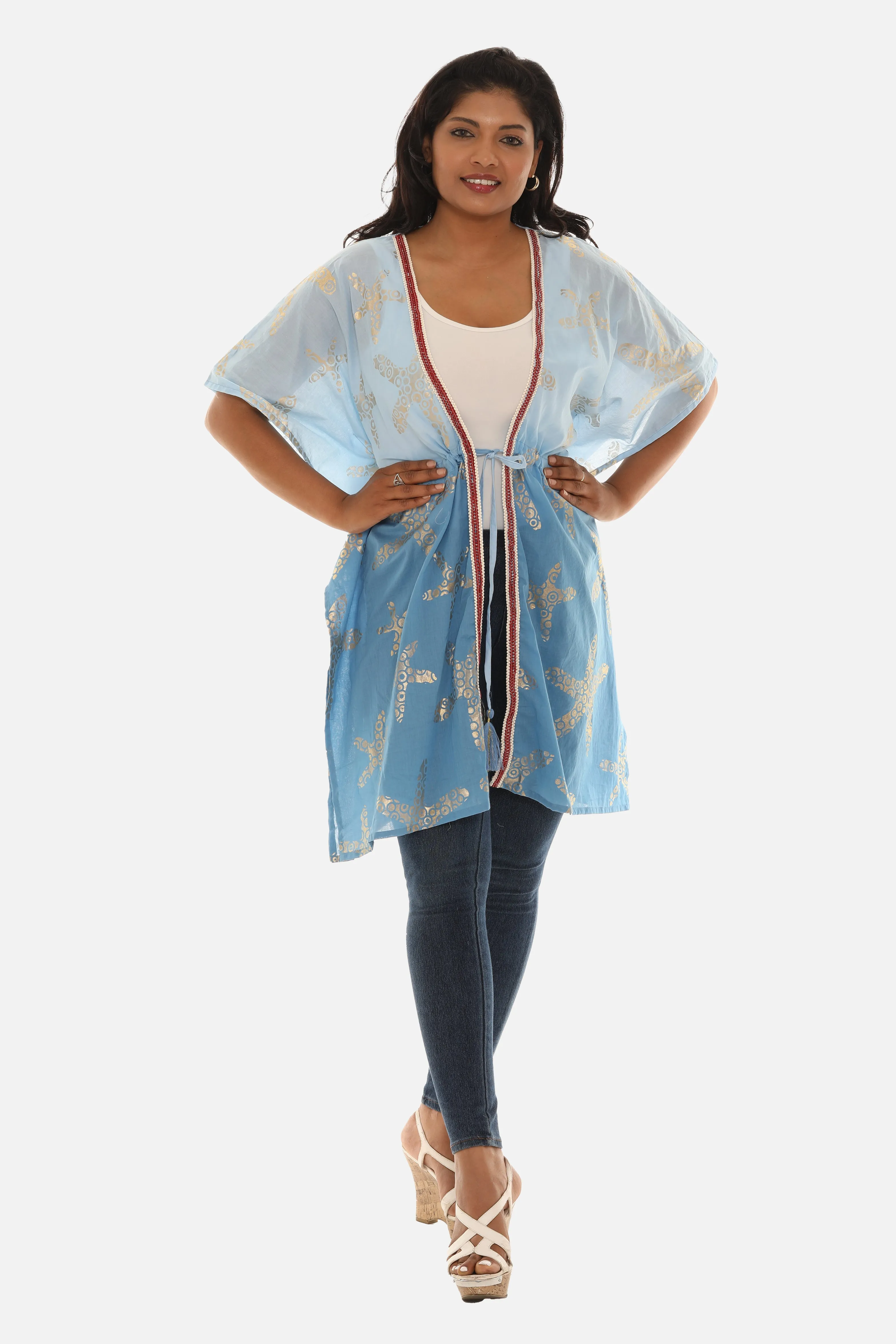 Women's Double Tone Short kimono/Cover-Up