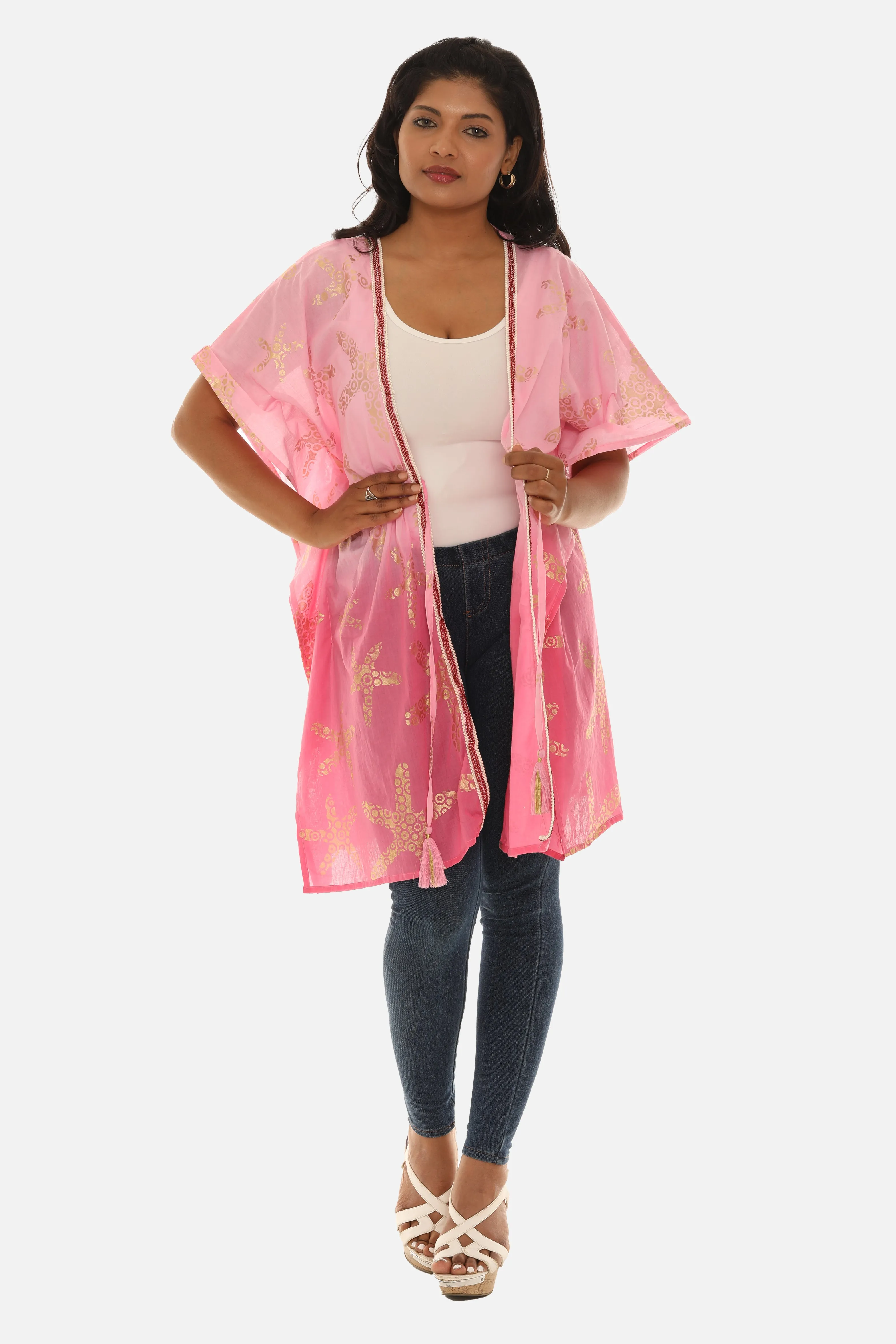 Women's Double Tone Short kimono/Cover-Up